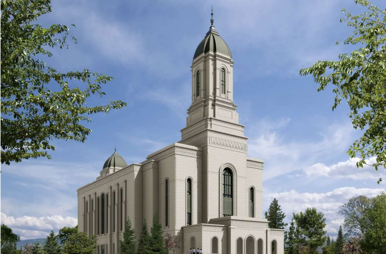Artist’s rendering of the exterior of the new Heber Temple Utah Temple, as released Sept. 19, 2022. The temple groundbreaking ceremony is scheduled for Oct. 8, 2022.