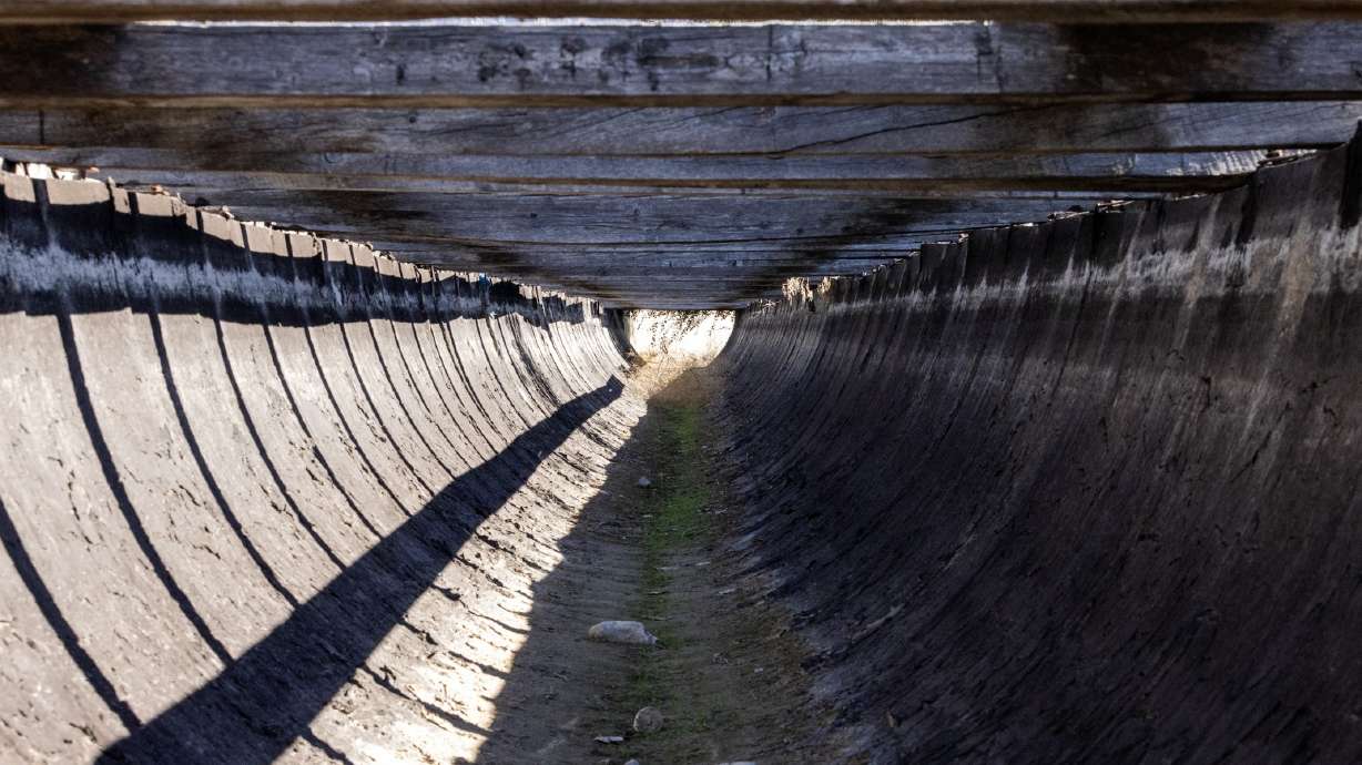 An old aqueduct of the Bear River Canal Co. that has been replaced by a new one sits dry on one portion of the system in Box Elder County on Oct. 19. Utah leaders are looking at ways to improve the state's program to optimize agricultural water.