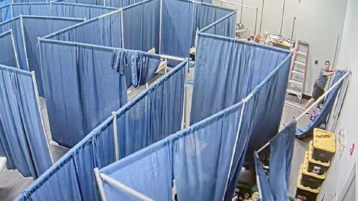 Man watches as his work is unraveled due to a simple mistake Oct. 13 in Clearwater, Florida.