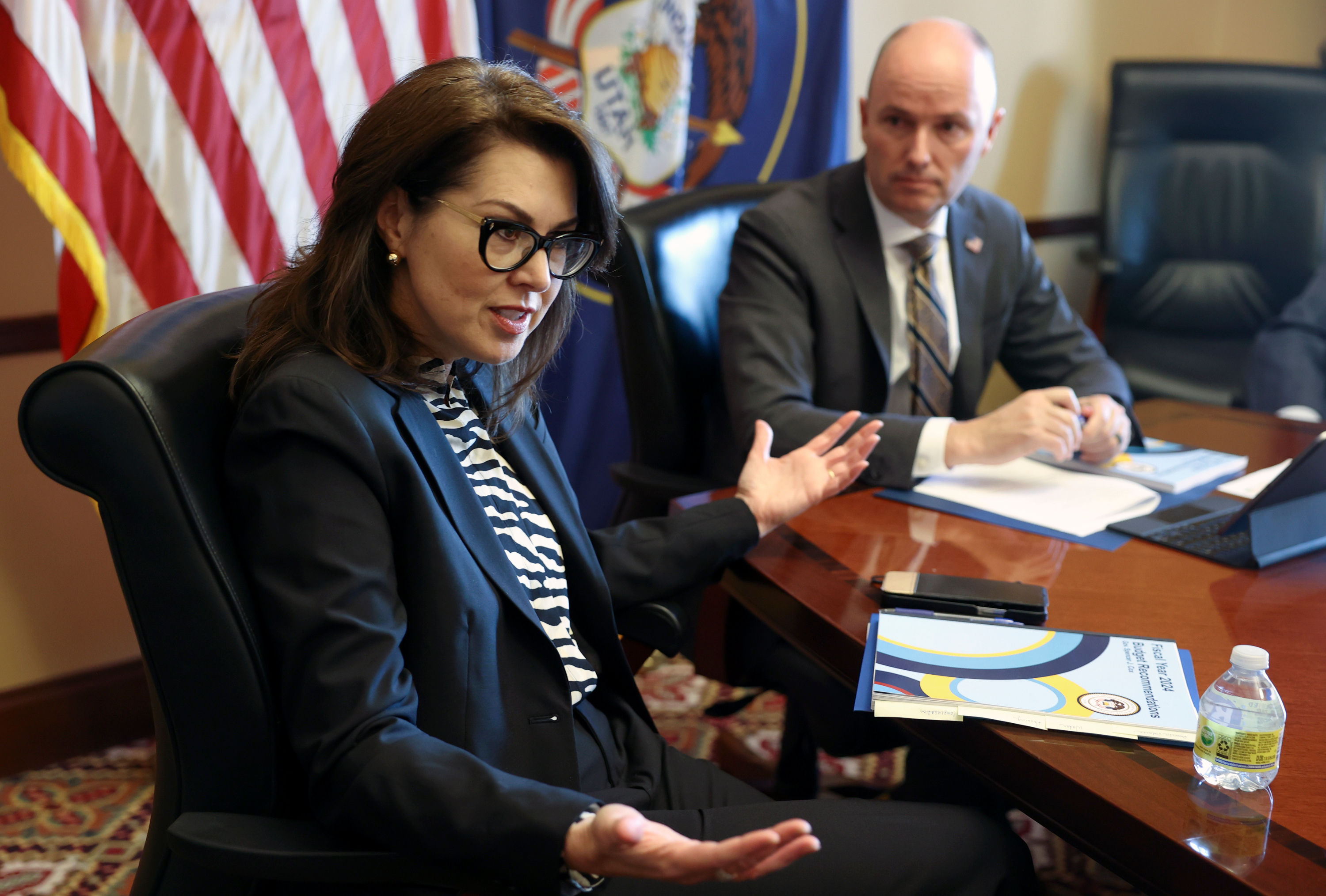 Lt. Gov. Deidre Henderson talks at the Capitol in Salt Lake City on Dec. 8, 2022. Henderson spoke about building trust in elections at Johns Hopkins University in Washington on Wednesday.