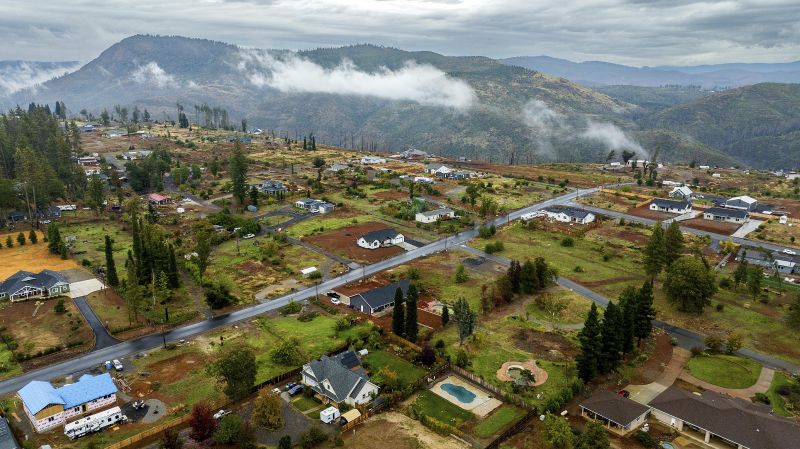 Empty lots and homes built since the Camp Fire line a neighborhood on the east side of Paradise, Calif., Oct. 25.