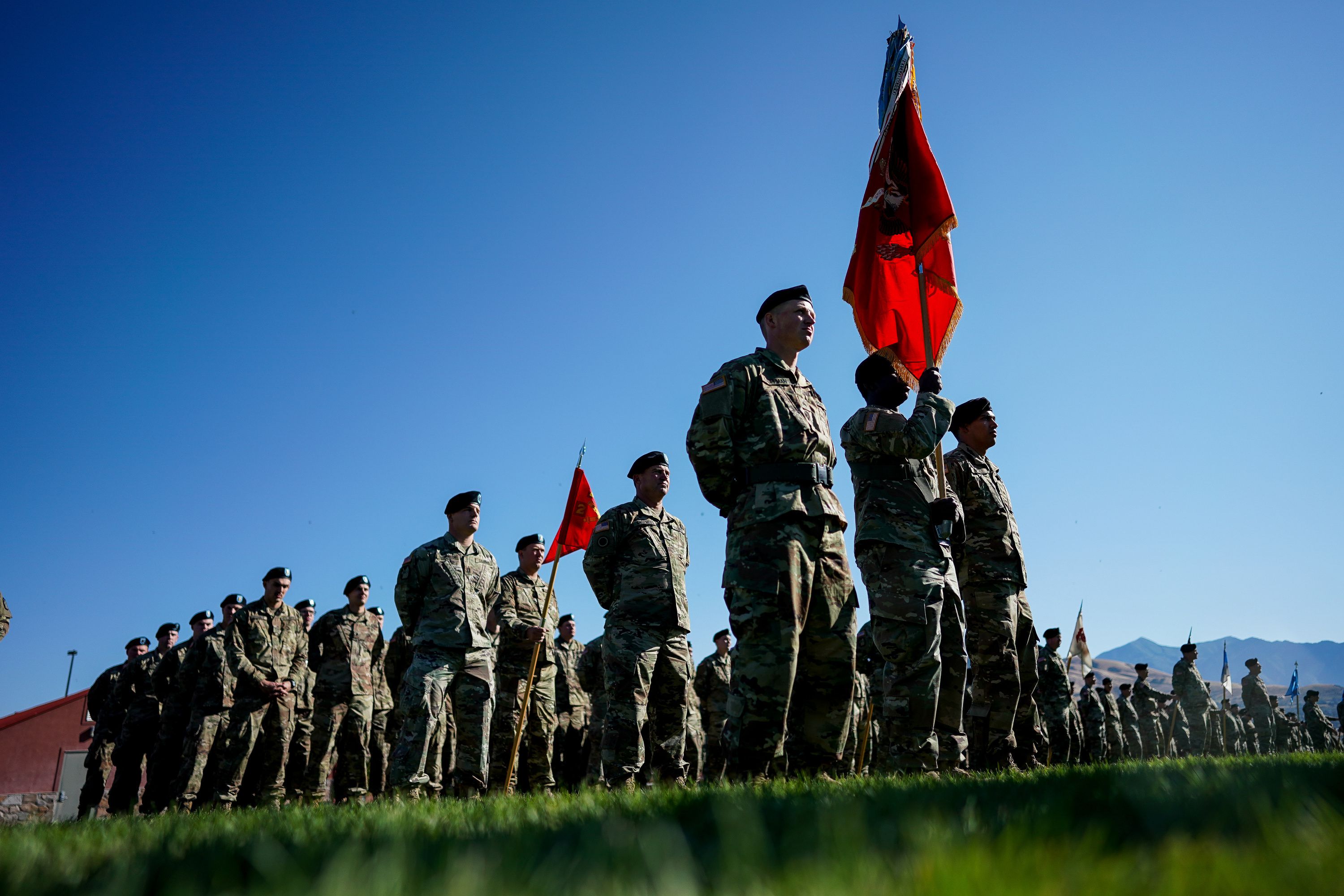 More than 7,000 Utah National Guard soldiers and airmen prepare for a pass-in-review ceremony at Camp Williams in Bluffdale on Sept. 14, 2019. Most branches of the U.S. military failed to meet their recruiting goals last year.