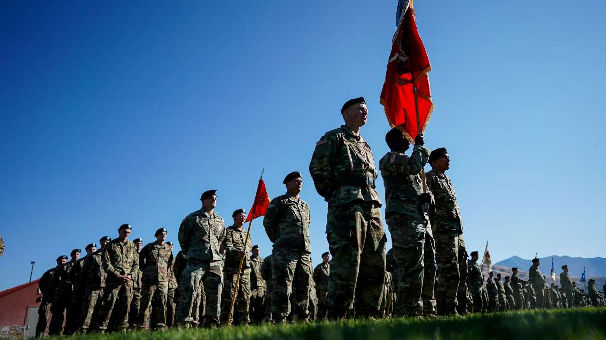 More than 7,000 Utah National Guard soldiers and airmen prepare for a pass-in-review ceremony at Camp Williams in Bluffdale on Sept. 14, 2019. Most branches of the U.S. military failed to meet their recruiting goals last year.