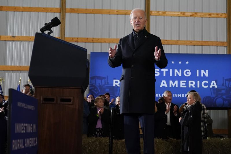 President Joe Biden speaks at Dutch Creek Farms in Northfield, Minn., Nov. 1. Biden has a lot of unfinished business from his first term that he intends to continue if reelected.