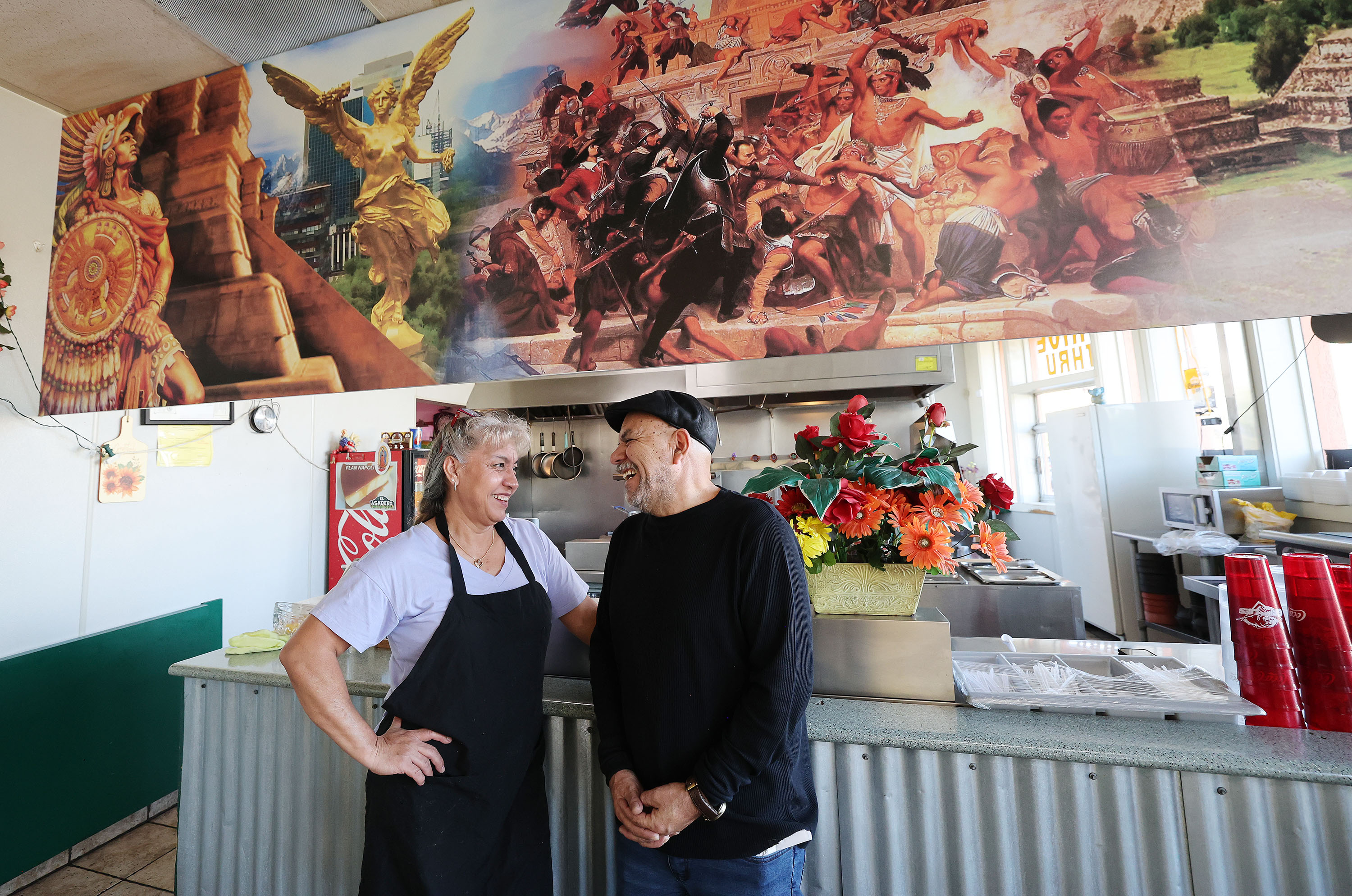 Imelda Morales and Margarito Parra are photographed at their restaurant El Asadero in Salt Lake City on Oct. 27. The restaurant will be displaced by a new apartment complex.