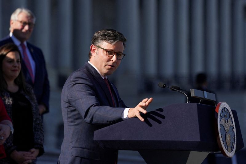 Newly elected Speaker of the House Mike Johnson, R-La., at the U.S. Capitol in Washington, Oct. 25. The U.S. House of Representatives on Tuesday passed a temporary spending bill that would avert a government shutdown.