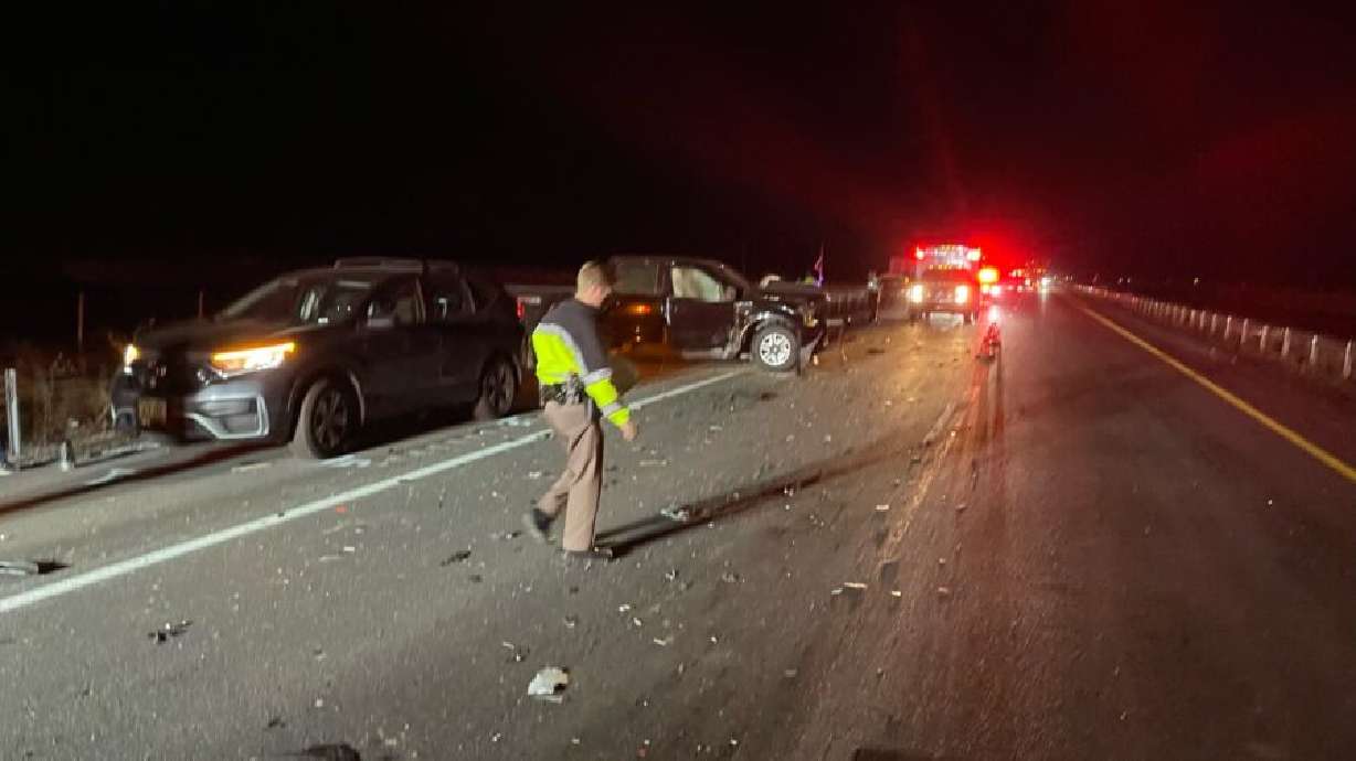 Three people were critically injured Monday afternoon in Tooele County in separate crashes involving semitrucks, troopers said. This one was on Interstate 80 near Rowley in Tooele County.