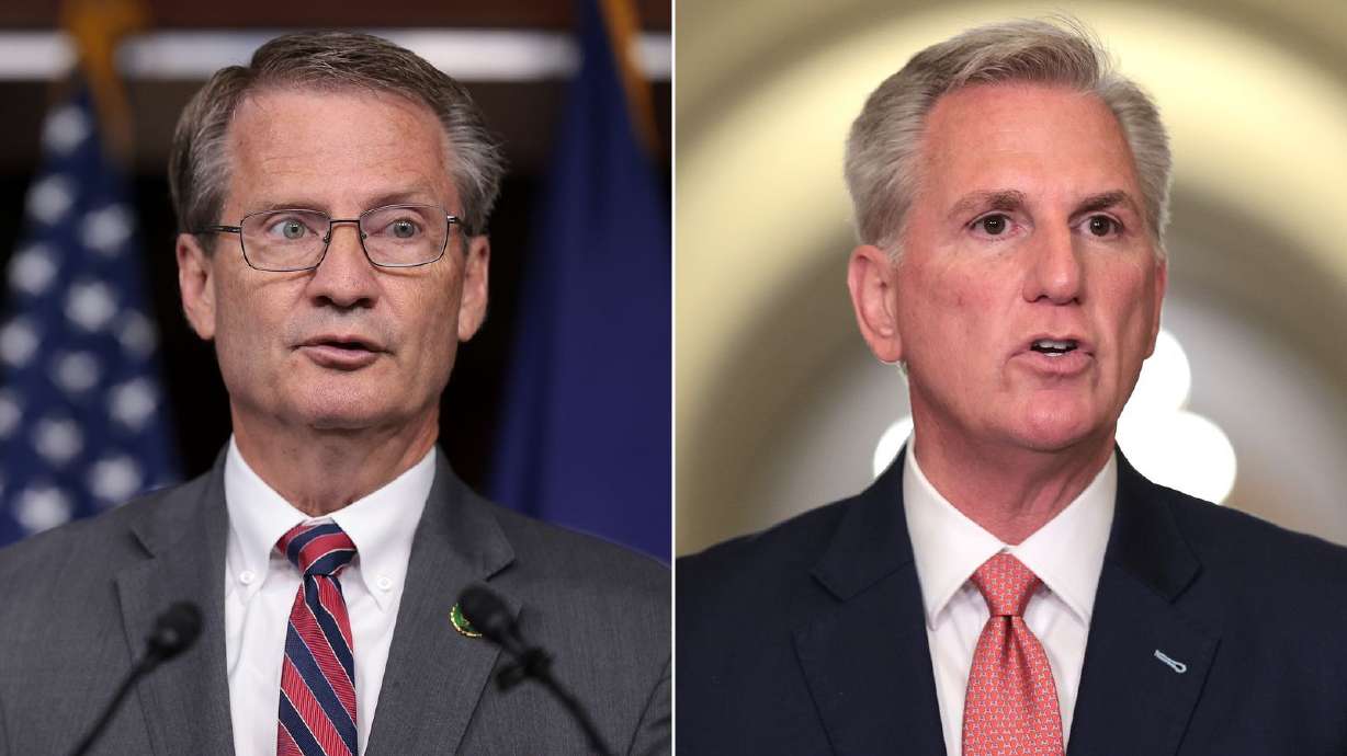 GOP Rep. Tim Burchett, left, accused Kevin McCarthy of elbowing him in the back while he was talking to a reporter after the House GOP conference meeting.