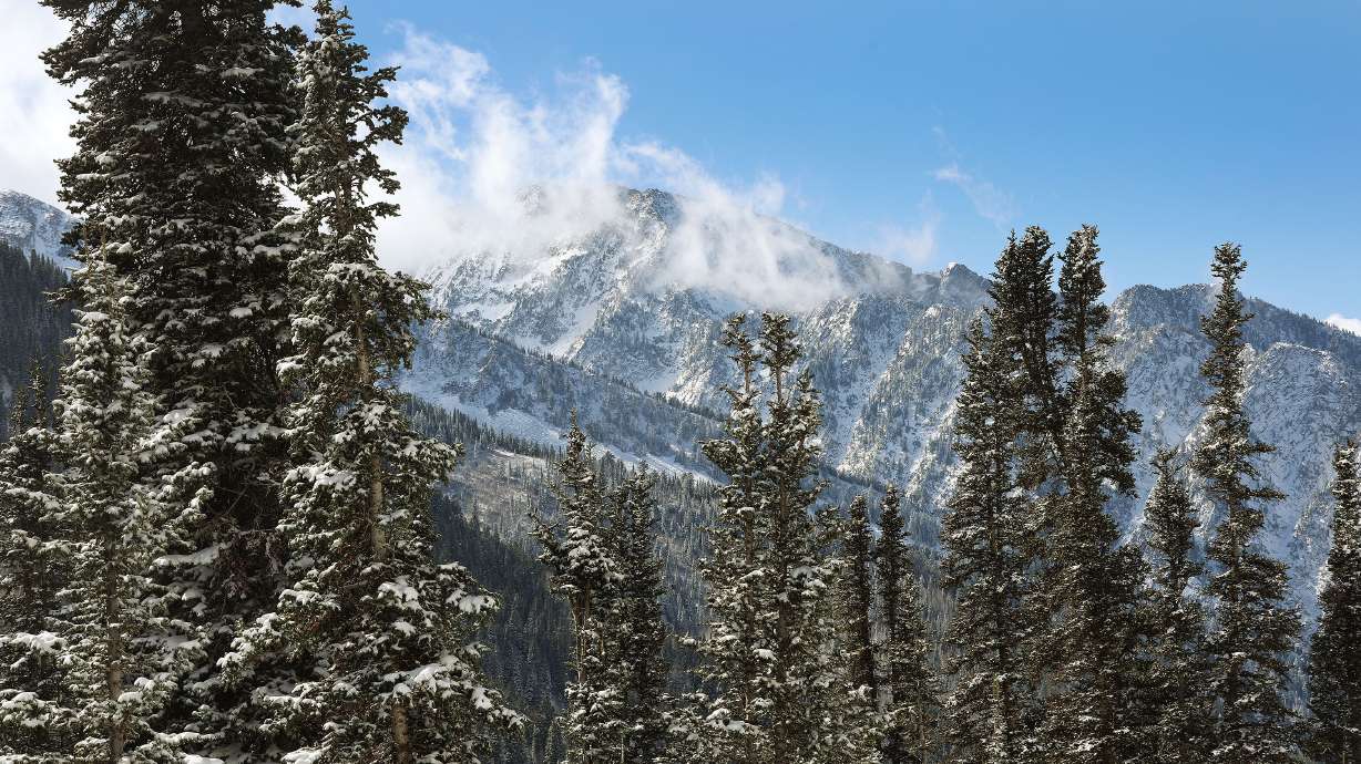 Snow covers the mountain in Little Cottonwood Canyon on Oct. 26. Two storms may potentially impact Utah over the next week, which is good news for resorts looking for snow after the record-breaking season last winter.
