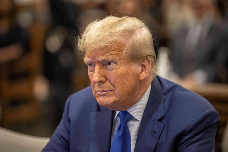Former President Donald Trump attends the Trump Organization civil fraud trial, in New York State Supreme Court in New York City, Oct. 25. His lawyers on Wednesday urged a New York judge to declare a mistrial.