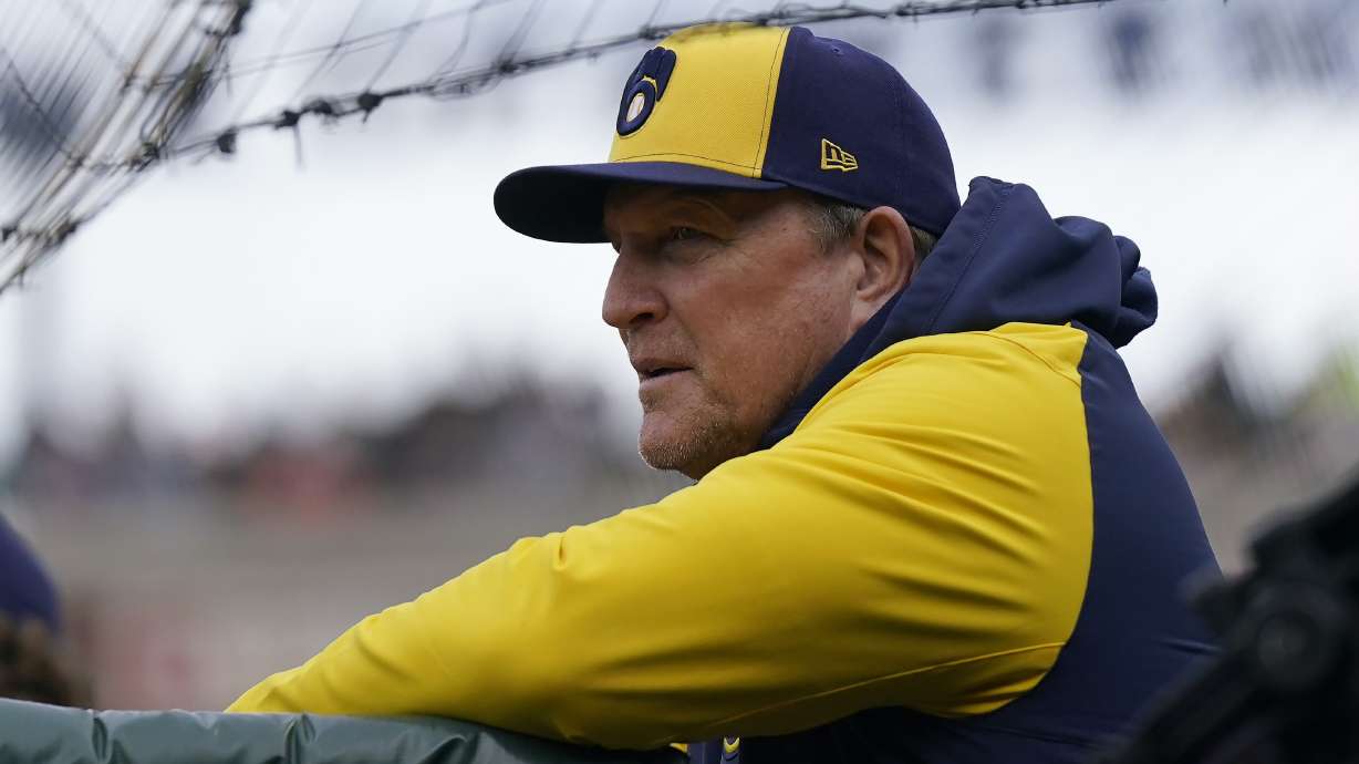 FILE - Milwaukee Brewers bench coach Pat Murphy watches during a baseball game against the San Francisco Giants in San Francisco, Saturday, May 6, 2023. After spending the last eight seasons as Craig Counsell’s bench coach, Murphy is taking over for his former boss as the Brewers’ manager, the baseball lteam announced, Wednesday, Nov. 15, 2023, just over a week after the Chicago Cubs announced they had hired Counsell away from Milwaukee.