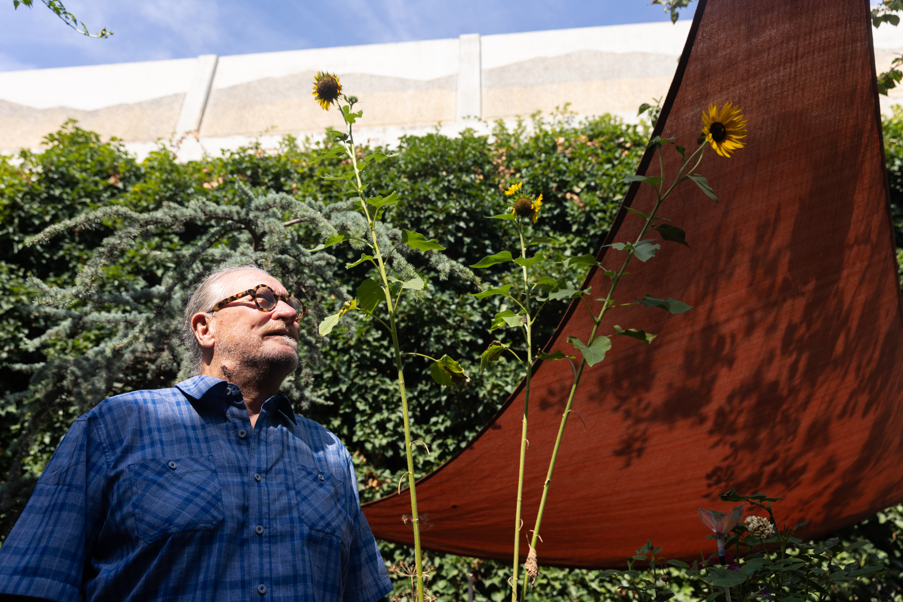 Frody Volgger in the backyard of his Salt Lake City home July 31. Volgger has owned his home for 26 years. UDOT's proposed project to widen I-15 would impact his and other homes on the street.