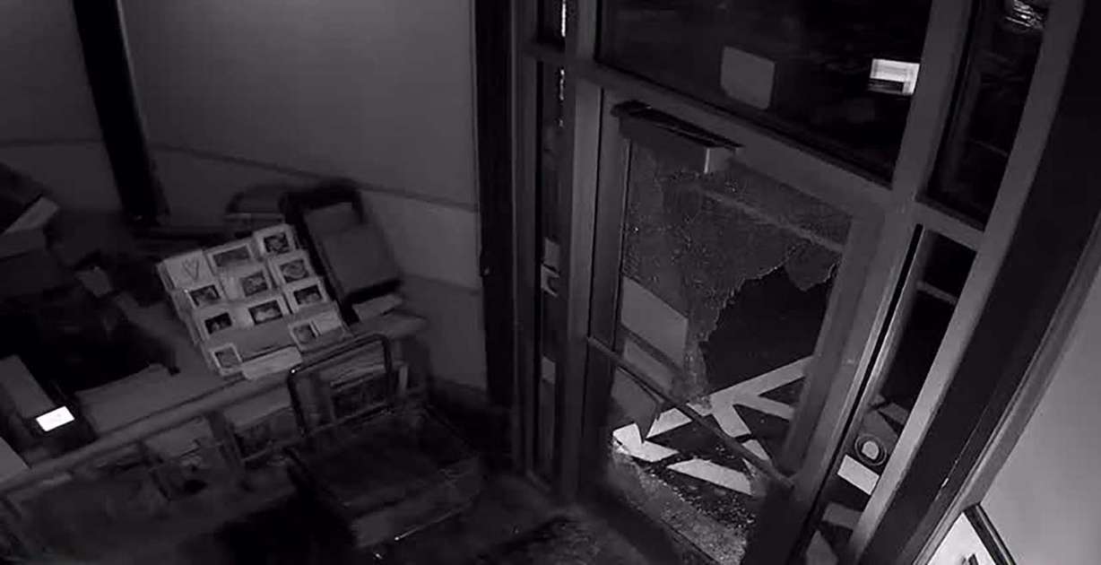 Surveillance video shows a burglar breaking into Liberty Heights Fresh in Salt Lake City Thursday. Two eastside businesses were broken into in similar fashion, owners told KSL.