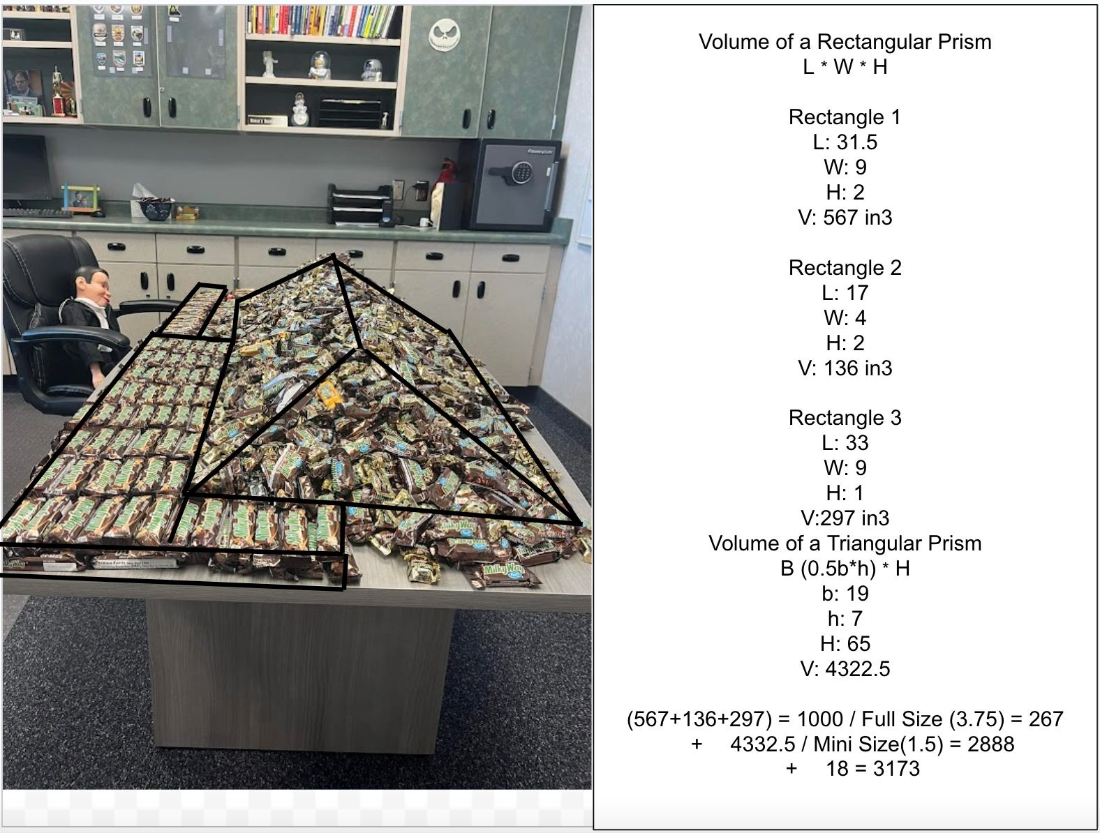 Here’s a look at how the students calculated the number of candy bars.