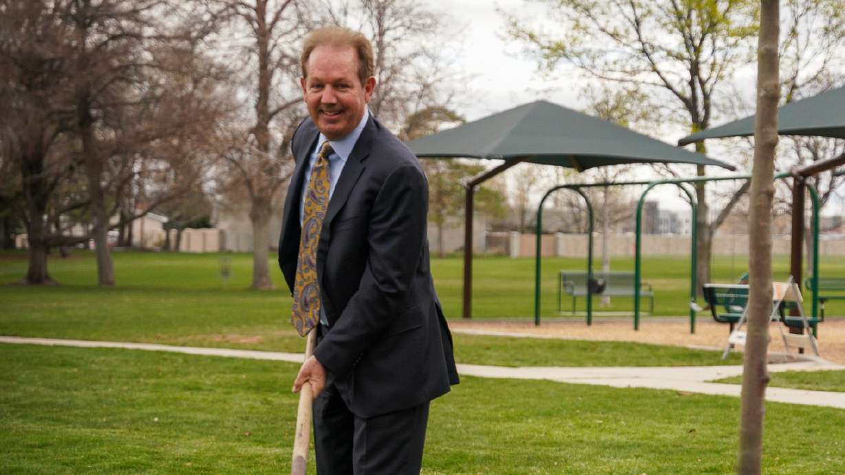 Mayor David Young helps plant trees at Scera Park in April 2023. The Alabama Supreme Court on Friday upheld a $1 million judgment against the mayor.