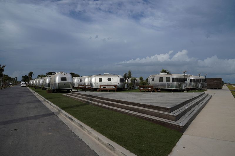 SpaceX air streamers are placed adjacent to SpaceX Starbase in Brownsville, Texas, Aug. 19. Three U.S. lawmakers are calling for greater scrutiny of worker safety at Elon Musk's SpaceX.