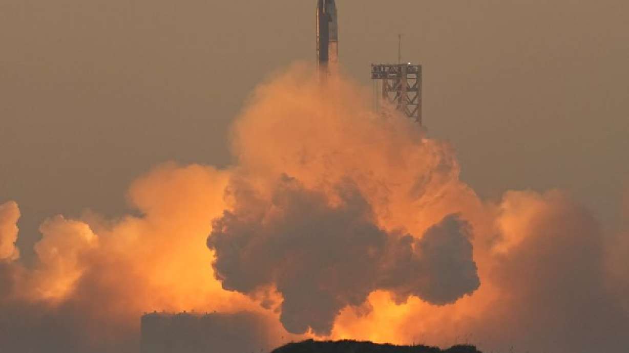 SpaceX's mega rocket Starship launches for a test flight from Starbase in Boca Chica, Texas, Saturday.