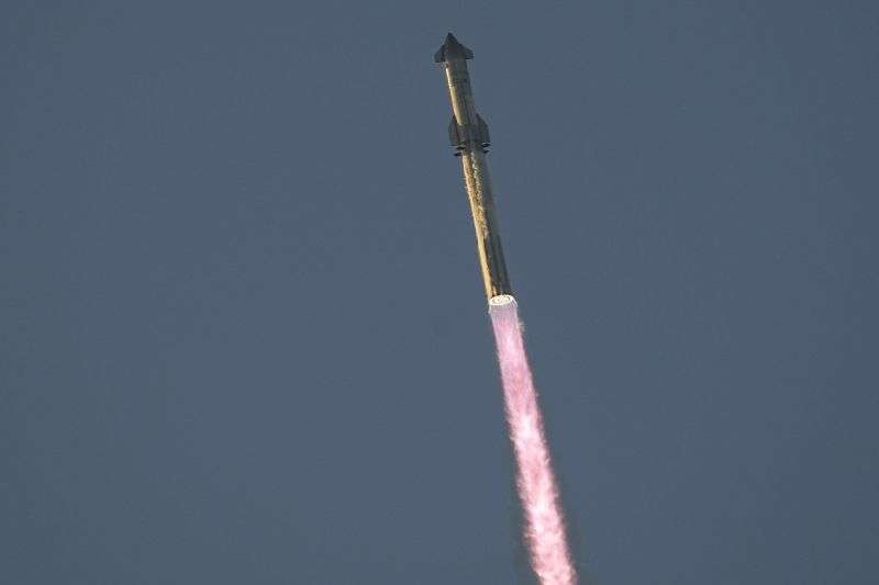 SpaceX's mega rocket Starship launches for a test flight from Starbase in Boca Chica, Texas, Saturday.