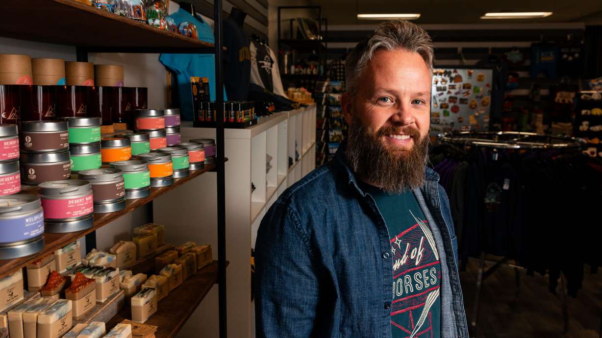 Martin Norman poses for a portrait at Uniquely Utah Souvenir Co. in downtown Salt Lake City on Nov. 13. Prior to becoming a small business owner and purveyor of Utah souvenirs, Martin's career was in law enforcement.