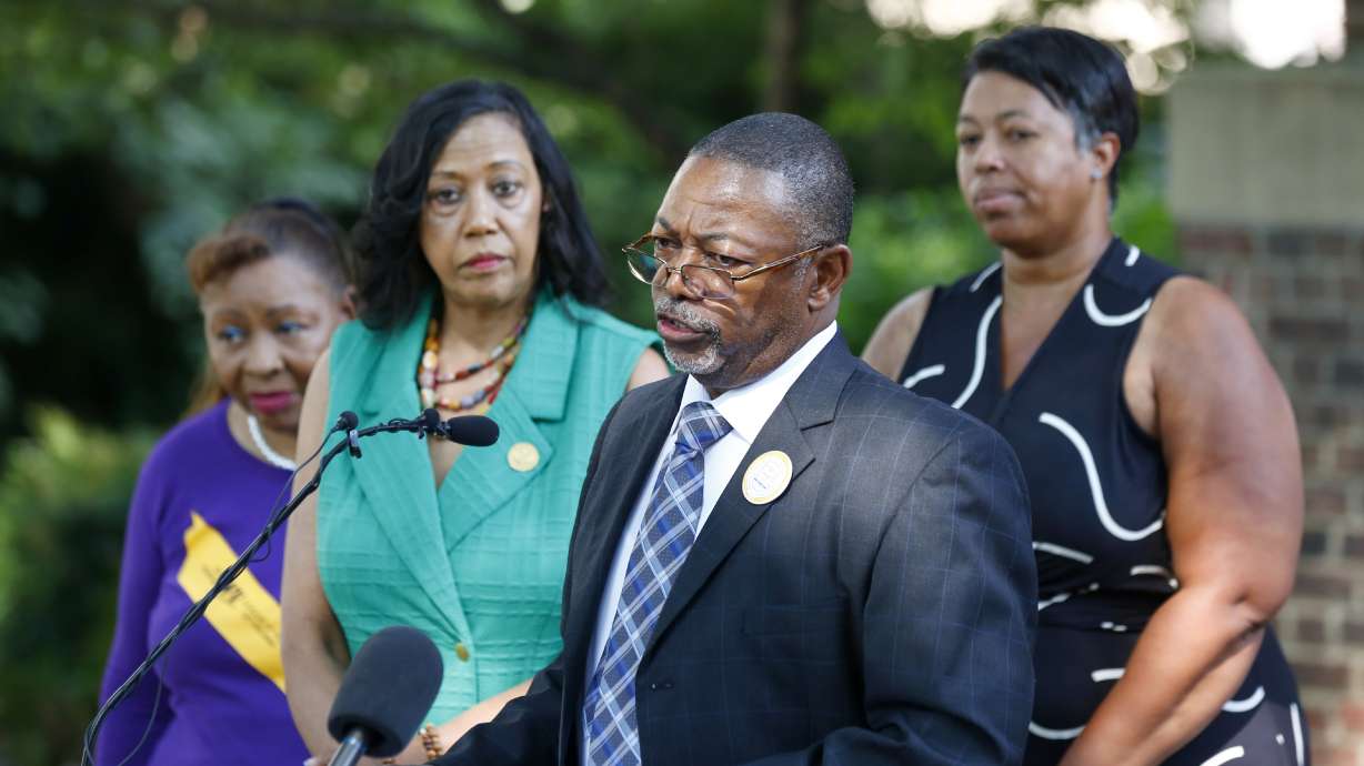 NAACP Virginia President Robert N. Barnette Jr. speaks near the Virginia Capitol, July 18, in Richmond, Va. The Virginia NAACP said Nov. 6, that Gov. Glenn Youngkin's administration lacks clear standards for how it restores voting rights for convicted felons who served their sentences, leaving many frustrated and unable to vote in the nationally watched state elections on Nov. 7.