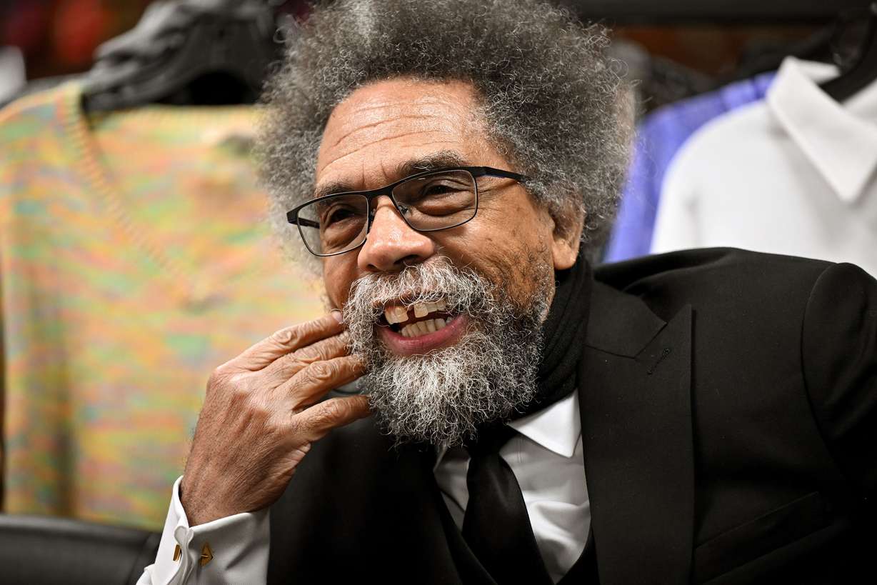 Presidential candidate Cornel West talks about America and his thoughts about what the country needs during an interview at Twisted Roots in Salt Lake City on Monday.