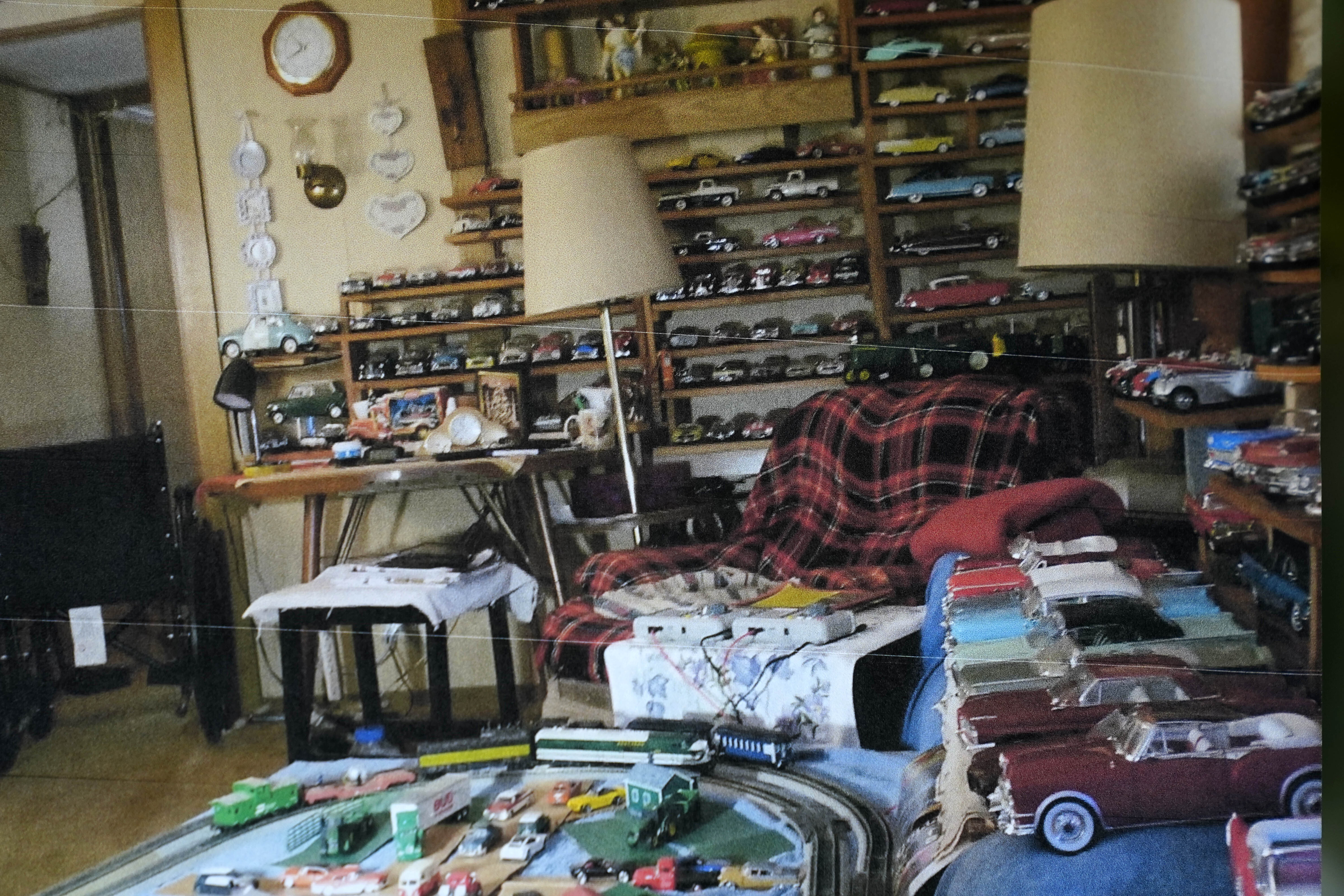 This undated photo shows part of the vast collection of Geoffrey Holt's model car and train collection displayed in his trailer in Hinsdale, N.H. Holt left the town of Hinsdale nearly $4 million when he died last June.