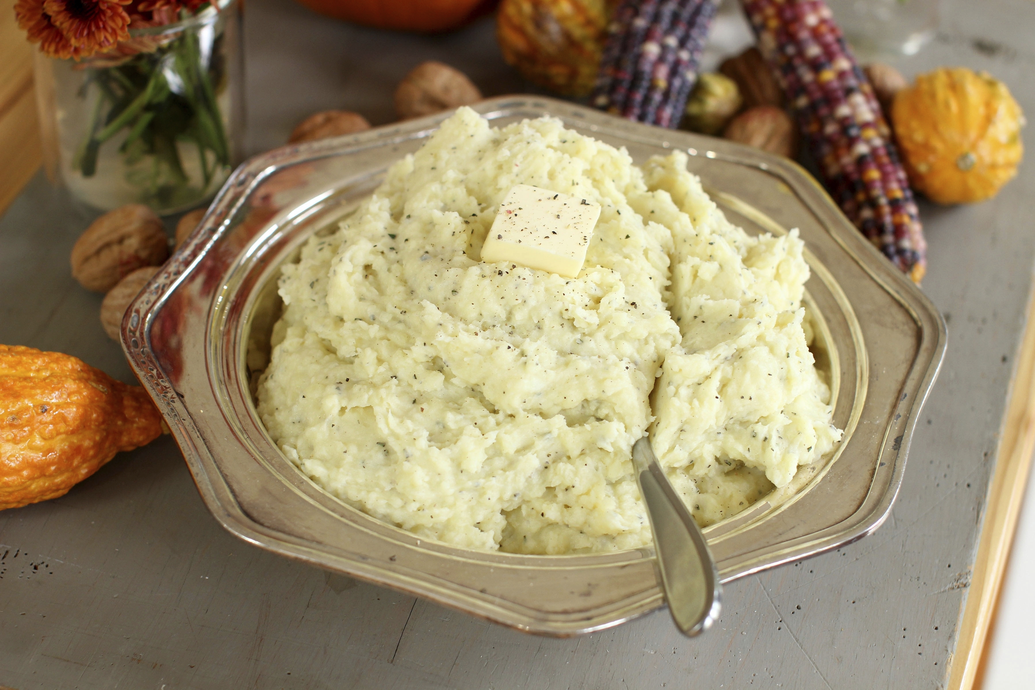 A bowl of brown butter rosemary mashed potatoes appears in Concord, N.H., on Oct. 5, 2015. The Associated Press-NORC Center for Public Affairs Research looks at the state of the country's Thanksgiving favorites.