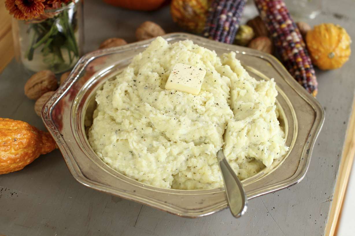 A bowl of brown butter rosemary mashed potatoes appears in Concord, N.H., on Oct. 5, 2015. The Associated Press-NORC Center for Public Affairs Research looks at the state of the country's Thanksgiving favorites.