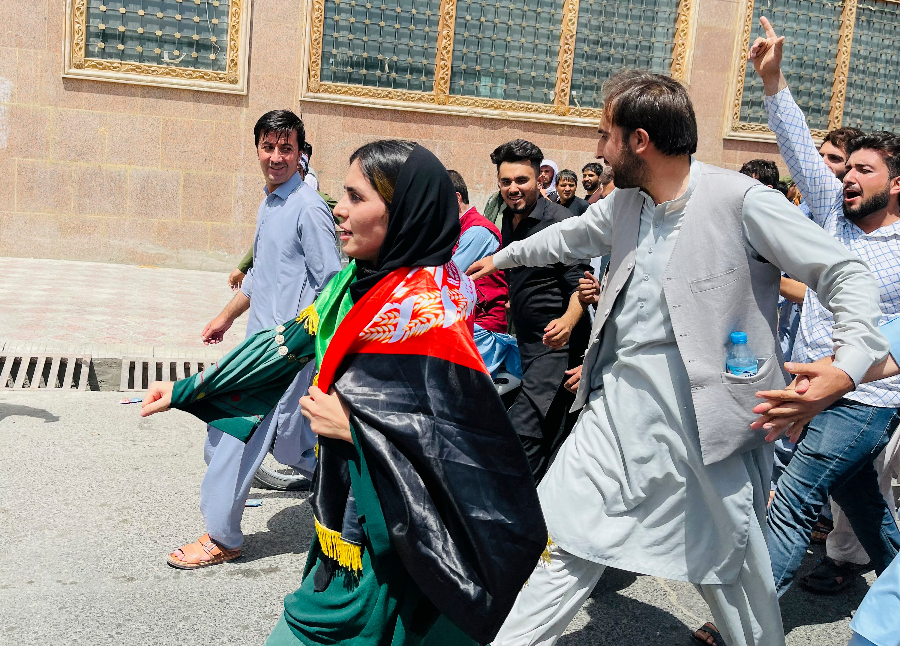 Crystal Bayat protests against the Taliban in Afghanistan.