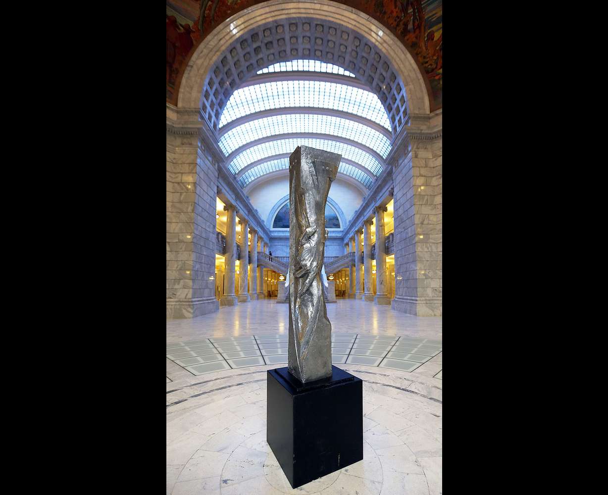 A small replica of the Statue of Responsibility is displayed at the Utah State Capitol in Salt Lake City on Sept. 7, 2016.