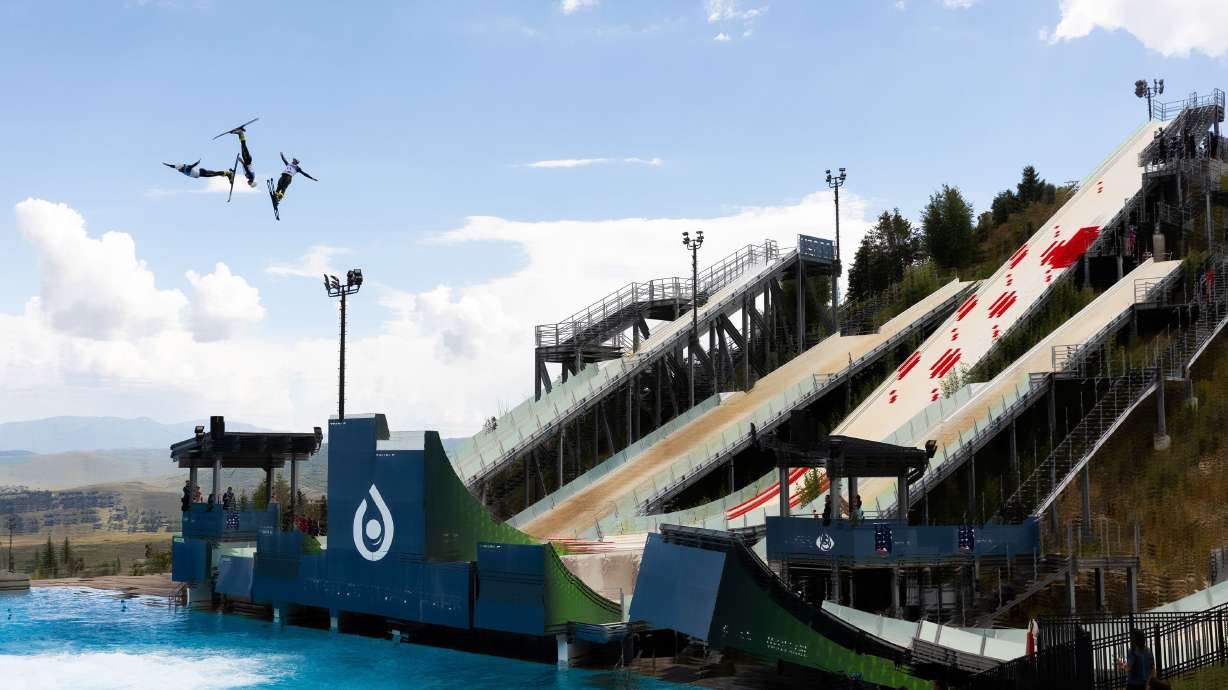 Athletes compete at the 2023 U.S. Freestyle Ultimate Airwave Competition at the Utah Olympic Park in Park City on Aug. 26. Utah lawmakers are taking more control over millions of tax dollars allocated for the state's Olympic venues.