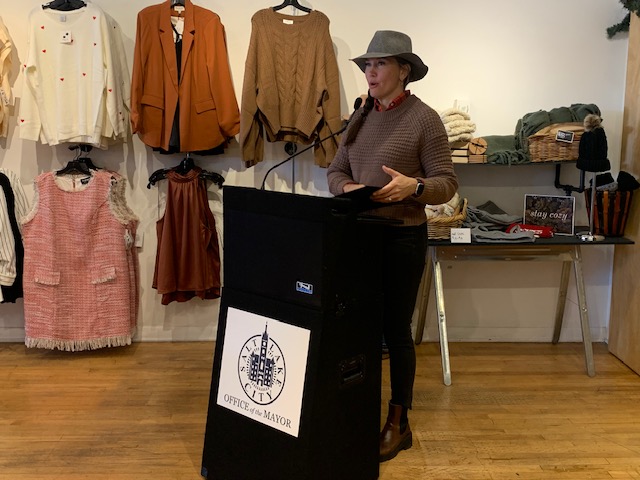 Salt Lake City Mayor Erin Mendenhall read a declaration Saturday proclaiming Small Business Saturday in Salt Lake City. The declaration was read at A' La Mode in Sugar House.