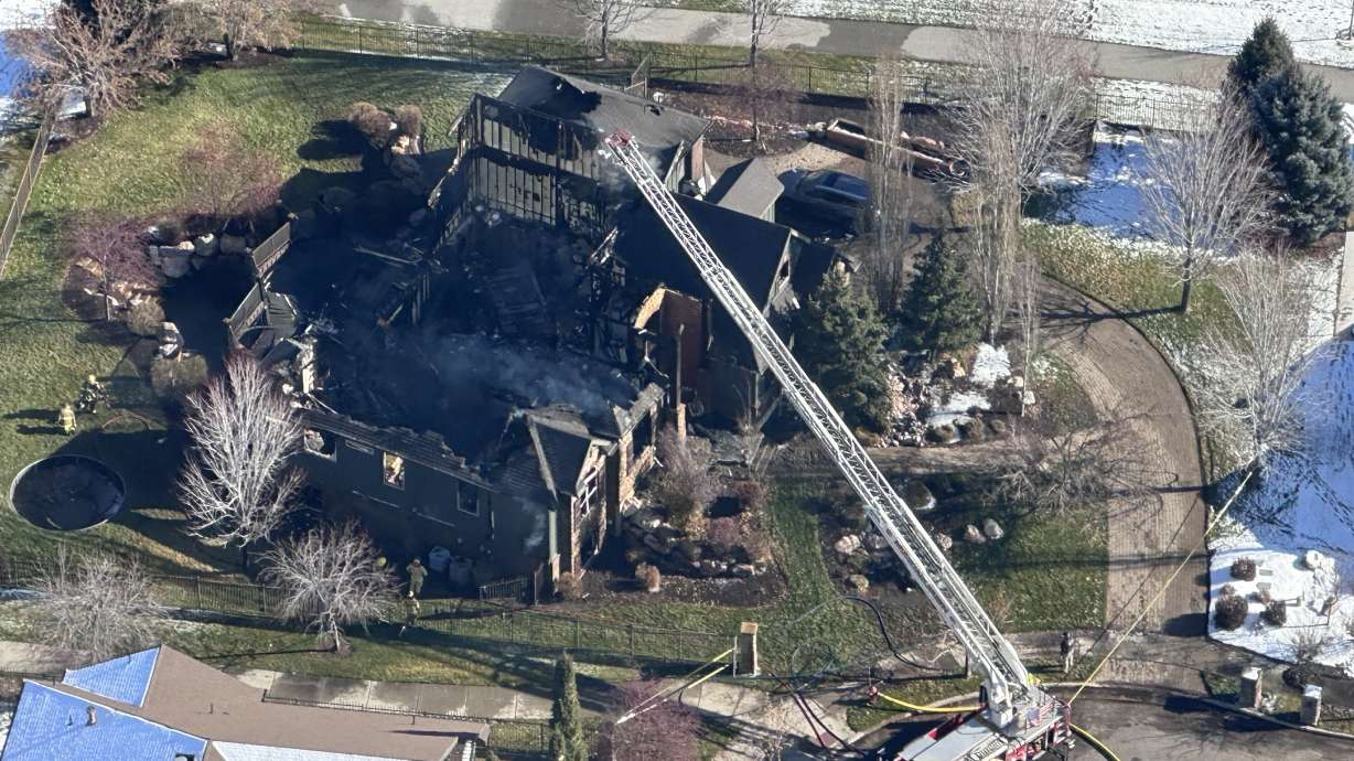 A fire destroyed a Mountain Green home Saturday. No one was home at the time of the blaze.