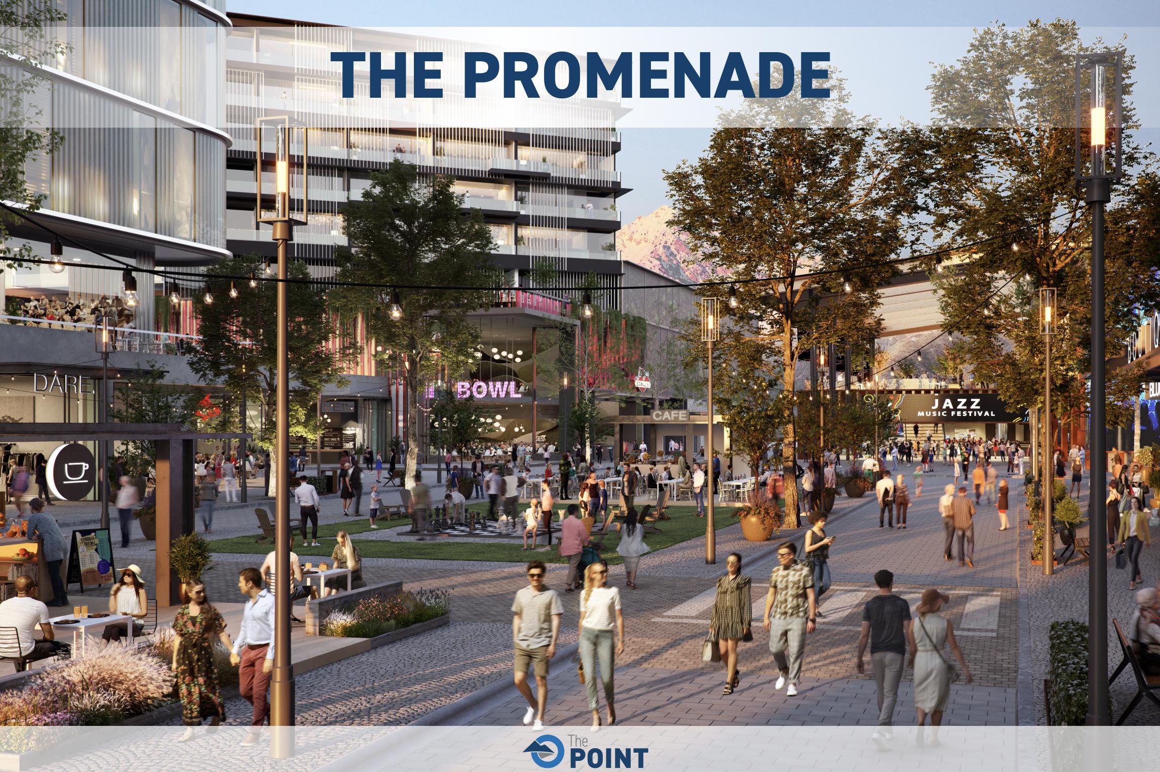 A rendering shows what The Promenade could look like once completed. The site of the old state prison in Draper will soon look a lot different as plans were released Monday outlining the first phase of development for The Point.