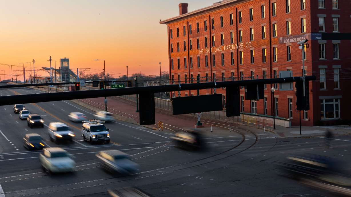 Cars drive on North Temple in the evening in Salt Lake City on Monday. A new ranking shows Utah in the No. 1 spot in the country for the best driving experience.
