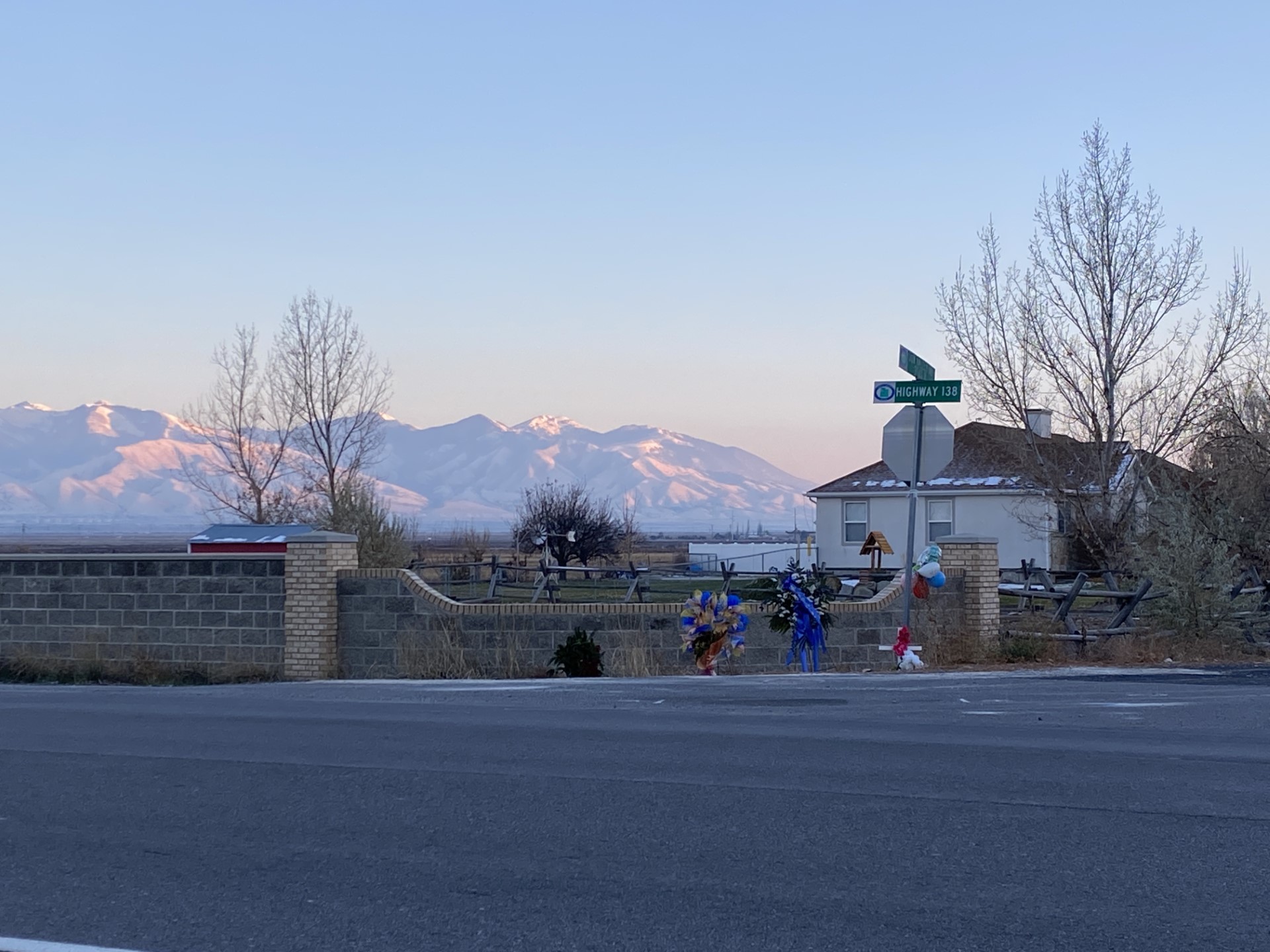 Memorial flowers are seen at the site of a crash that left 12-year-old Efraim Carreon dirt bike rider dead on a state road just outside Grantsville. The city's mayor says he wants to step up education and enforcement efforts in town in hopes of avoiding another tragedy.