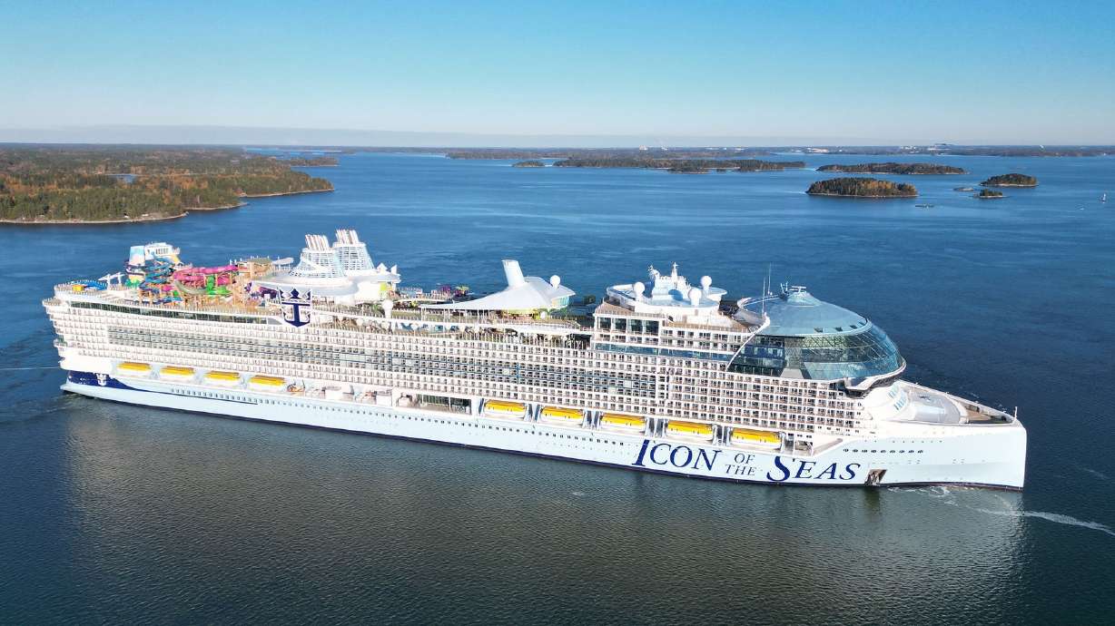 The Icon of the Seas has been handed over to Royal Caribbean at Turku in Finland in this undated photo.