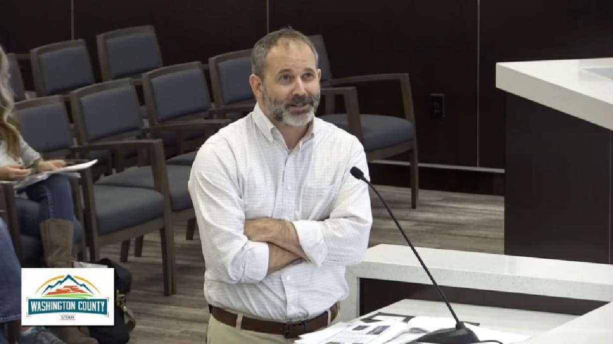 Washington County Clerk/Auditor Ryan Sullivan speaks to the Washington County Commission about the proposed 2024 county budget, St. George, Oct. 21. Washington County is looking at a potential 2024 budget of up to $186 million.