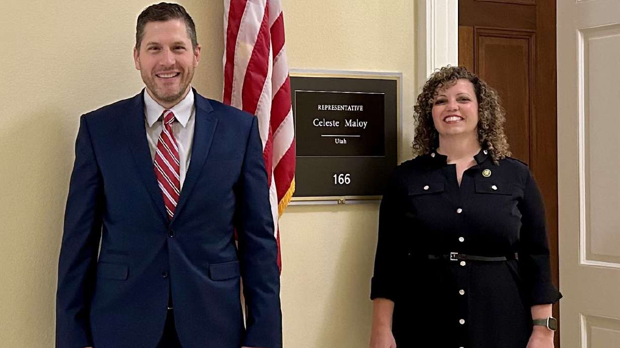 Idaho attorney Bryan Wheat, left, is pictured with Rep. Celeste Maloy in Washington, in a photo posted to X, formerly known as Twitter Wednesday. Wheat has been announced as Maloy’s first chief of staff.