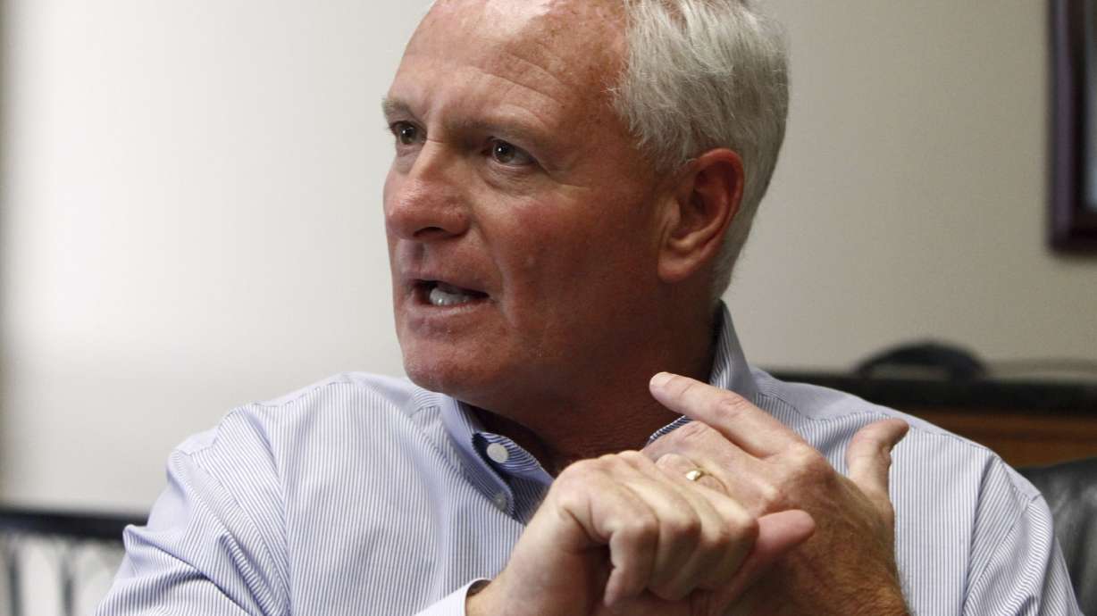 FILE - In this April 19, 2013, file photo, Jimmy Haslam, CEO of Pilot Flying J and owner of the Cleveland Browns, speaks during a news conference at the company headquarters in Knoxville, Tenn. Warren Buffett’s Berkshire Hathaway says the billionaire Haslam family tried to bribe at least 15 executives at the Pilot truck stop chain with millions of dollars to inflate the company’s profits this year because that would force Berkshire to pay more for the Haslams’ remaining 20% stake in the company.