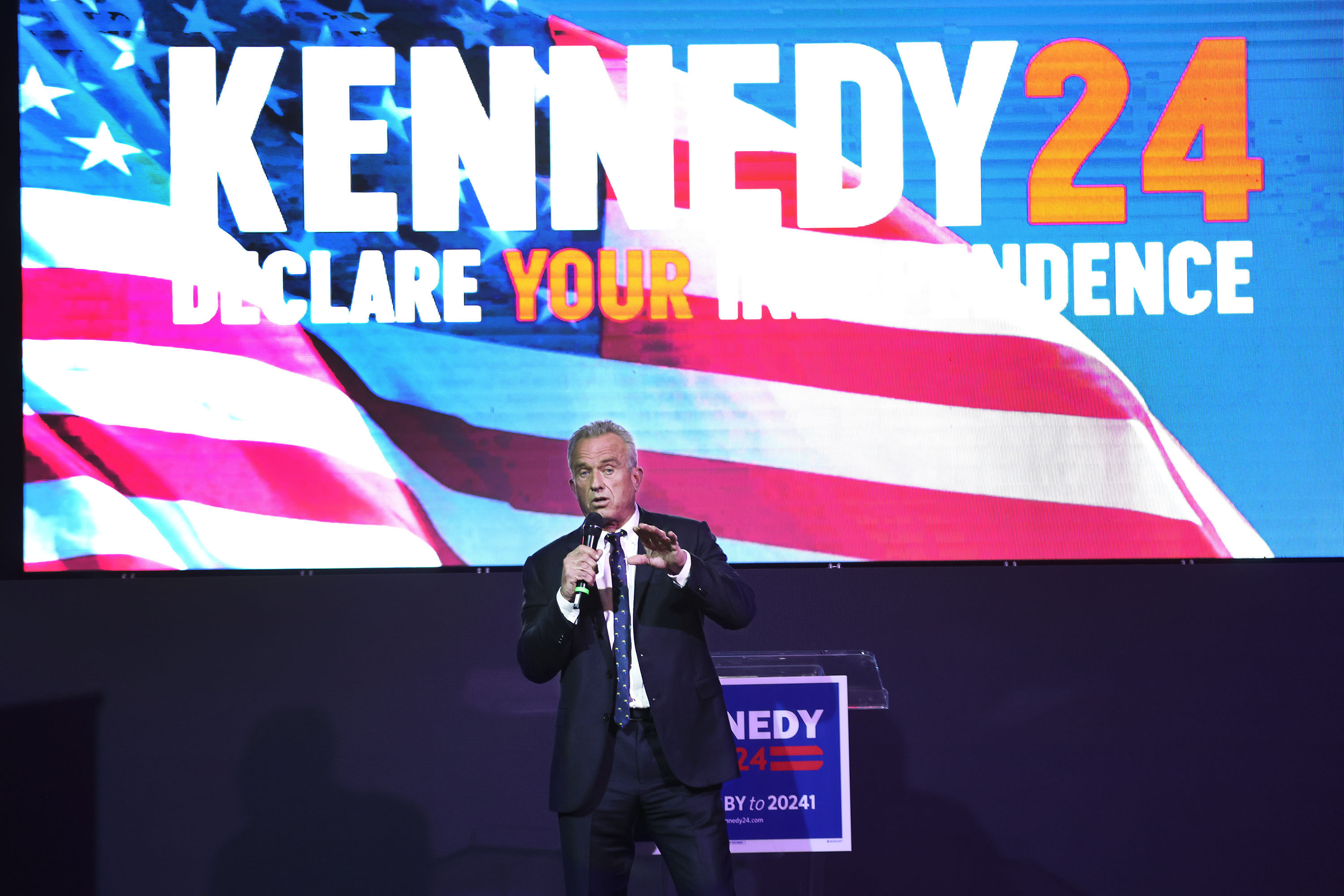 Independent presidential candidate Robert F. Kennedy Jr. speaks at a rally in Salt Lake City on Thursday.