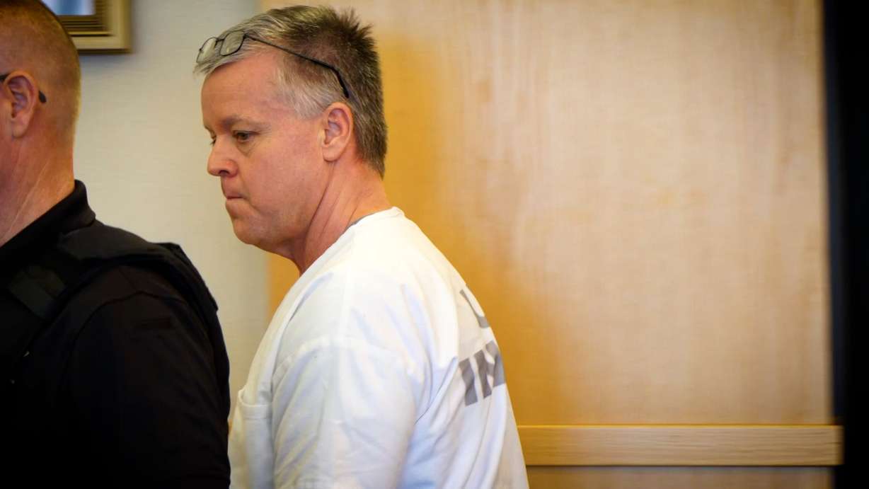 Bryon ‘Thad’ Haderlie appears in court in Cache County for a sentencing in October 2023.