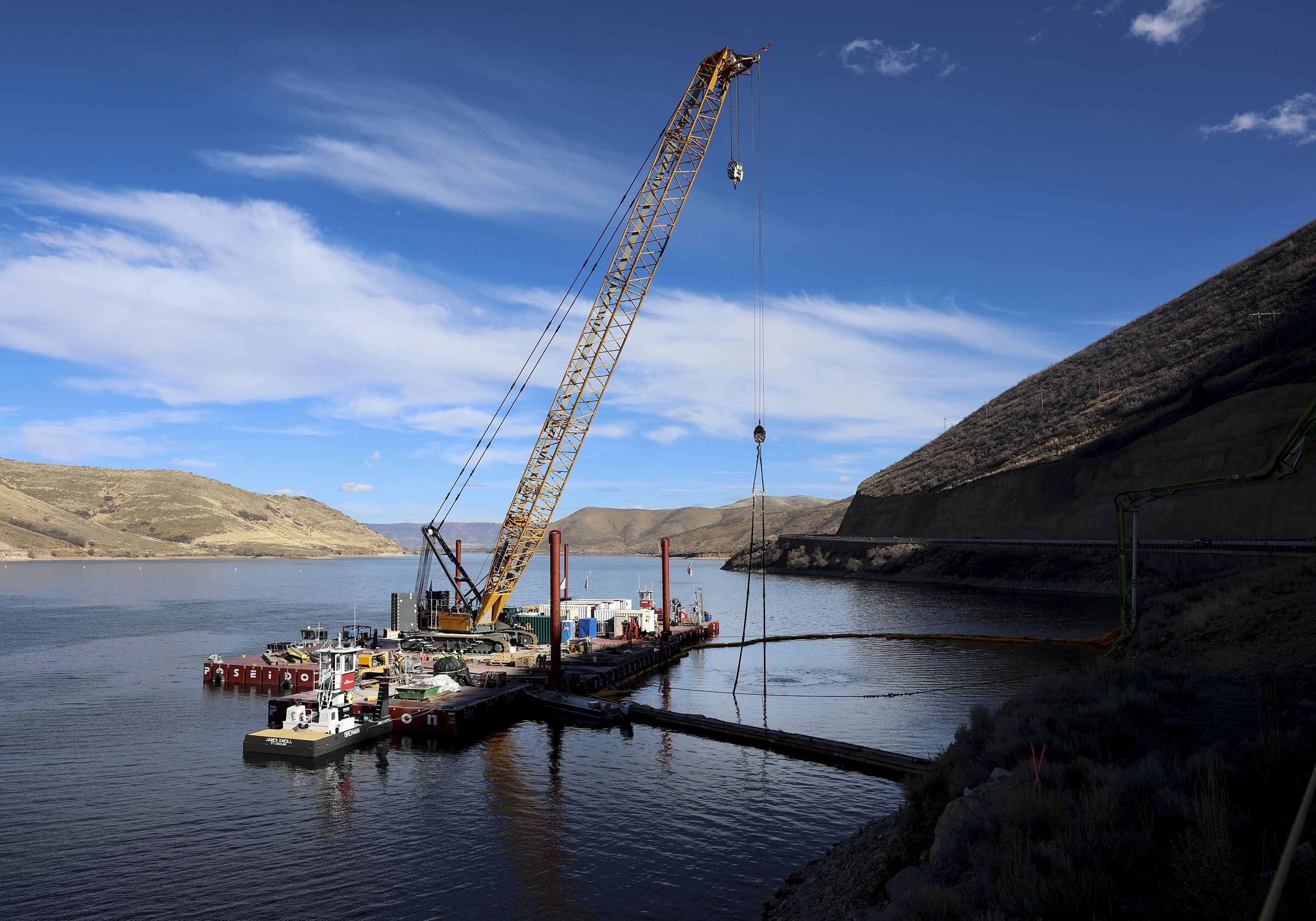Underwater infrastructure repairs continue at the Deer Creek Intake Project in Heber City on Nov. 15. The project is estimated to cost $100 million and will take three years to complete.