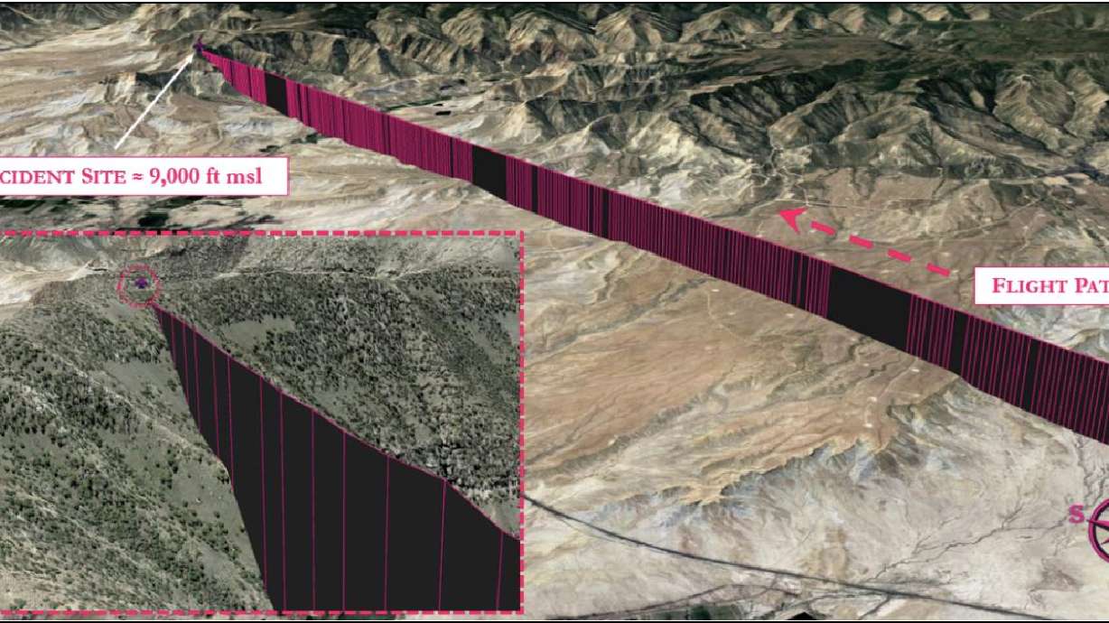 The flight path of a small Cessna plane is seen in a preliminary report by the National Transportation Safety Board on a fatal plane crash near Huntington on Oct. 27.