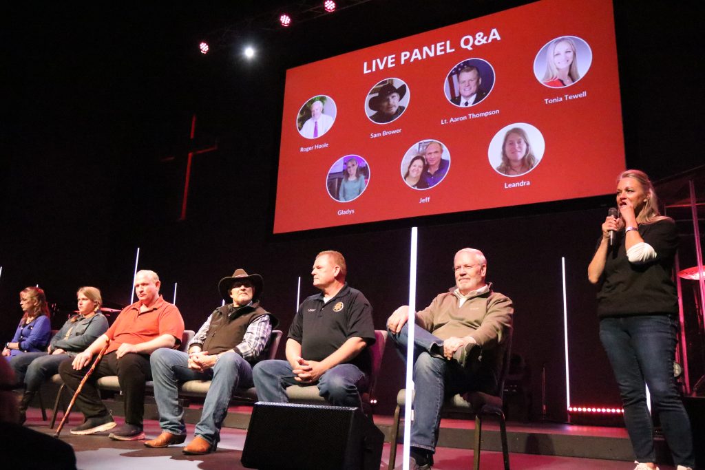 Panelists answer questions from audience members during an annual fundraising event for Holding Out HELP, St. George, Nov. 17.