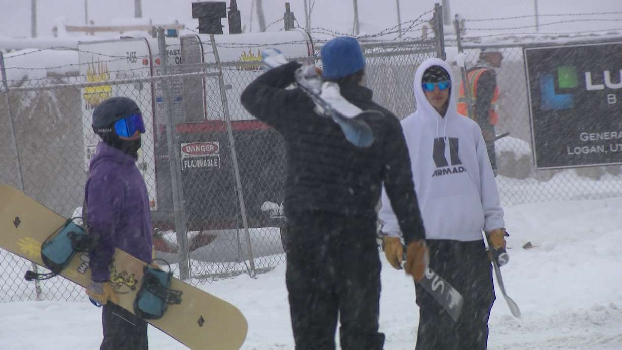Workers at Beaver Mountain are already grooming snow while some skiers and snowboarders get a head start on Friday.