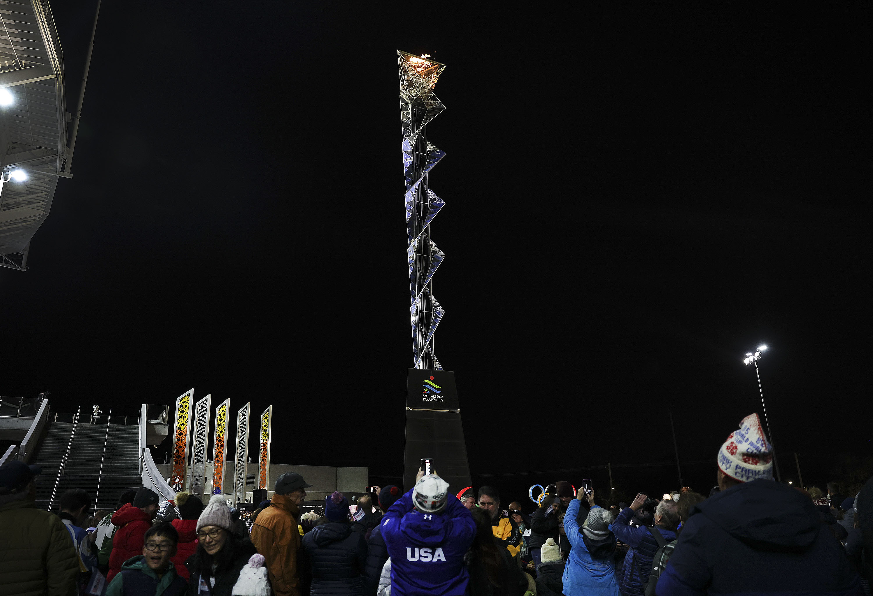 The Salt Lake City-Utah Committee for the Games hosts an Olympic and Paralympic Cauldron Lighting at Rice-Eccles Stadium in Salt Lake City on Friday. The cauldron lighting was held to celebrate Utah’s ambitions to host another Olympic and Paralympic Games.