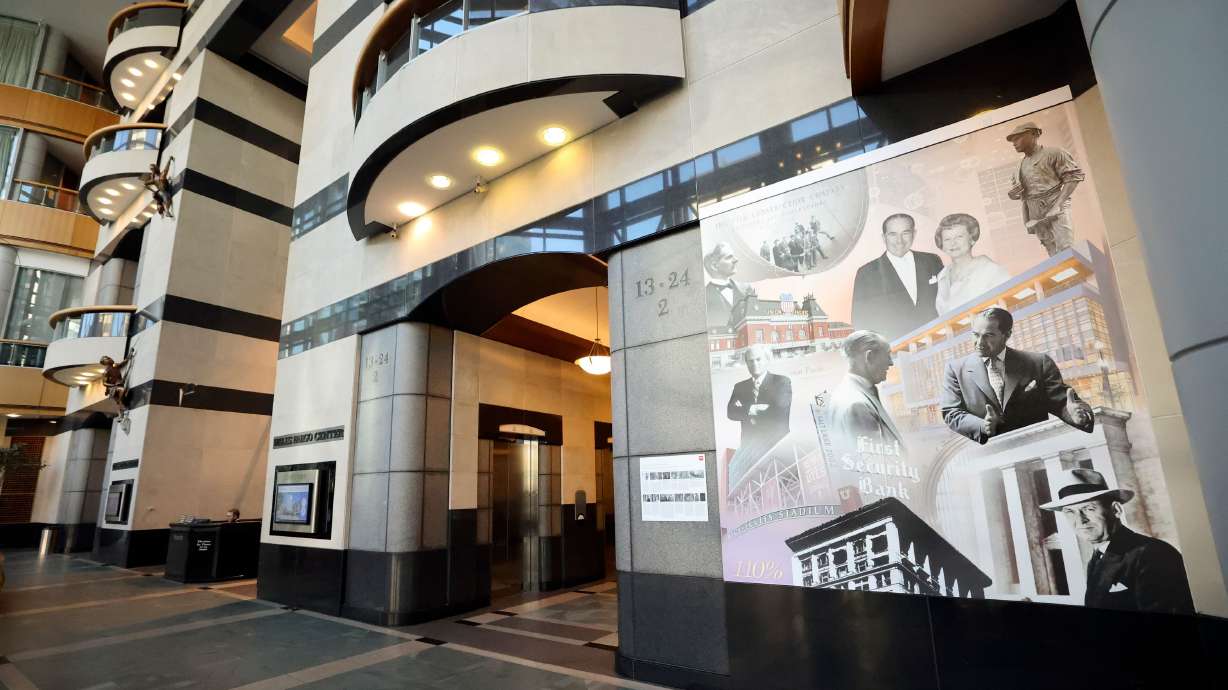 The Eccles and First Security Heritage Mural is on display in the lobby of the Wells Fargo Center in downtown Salt Lake City on Nov. 22. The Eccles family has a legacy second to none when it comes to giving and receiving in Utah.