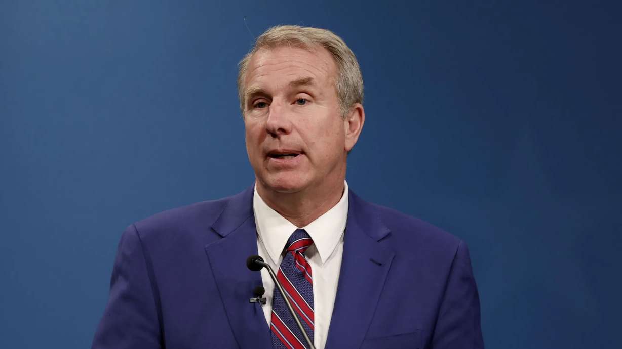 Chris Herrod talks during a GOP primary debate in Salt Lake City on June 1, 2022. Herrod announced Monday that he will enter the 3rd District race to replace Rep. John Curtis if Curtis runs for Senate.