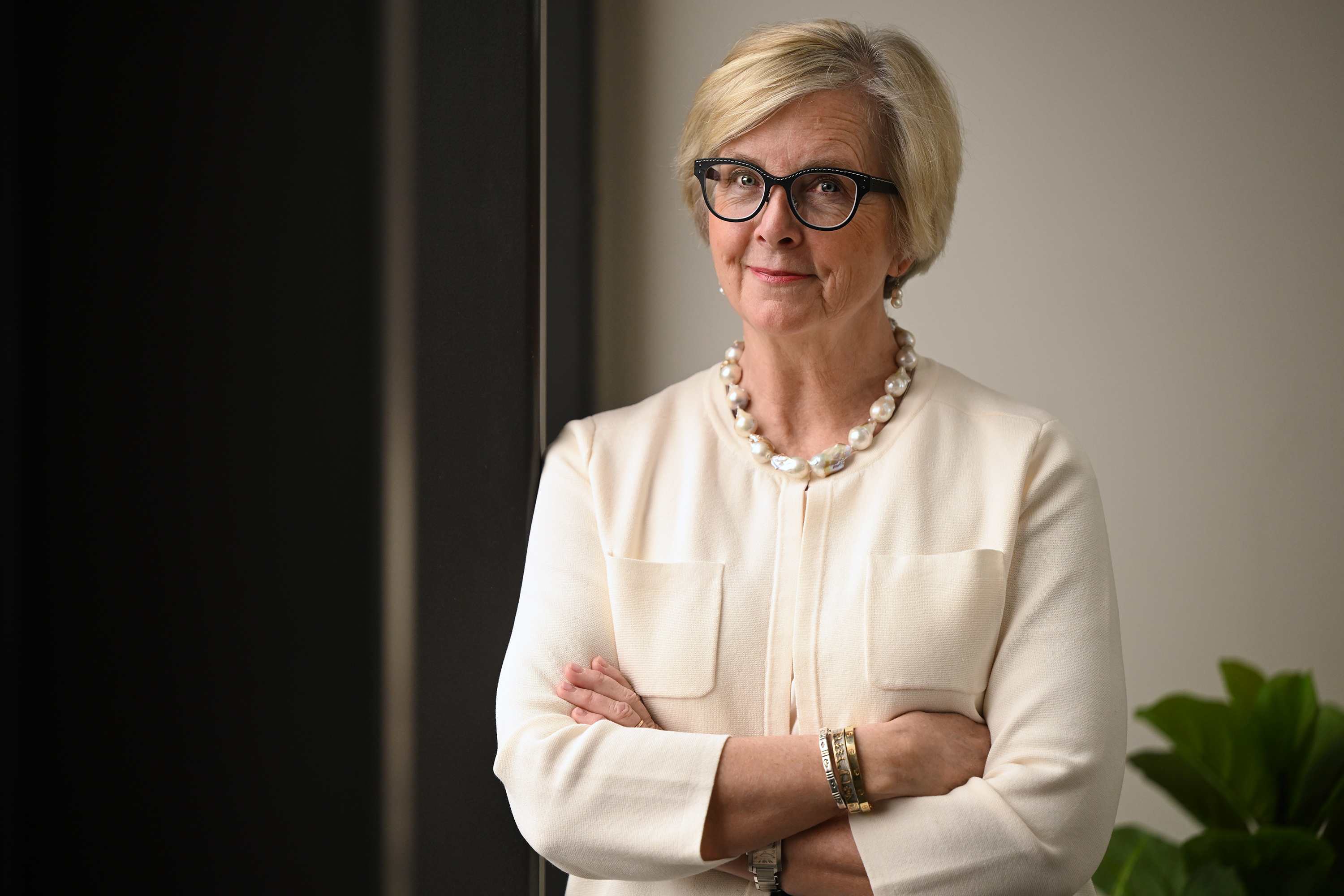 Former legislator Becky Edwards poses for photos after an interview about her new political action committee, the Governing Group, in Salt Lake City on Monday. The group will provide financial and other assistance to aspiring female politicians.